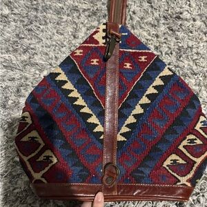 Yun Art Kilim Rug and Leather convertible Backpack